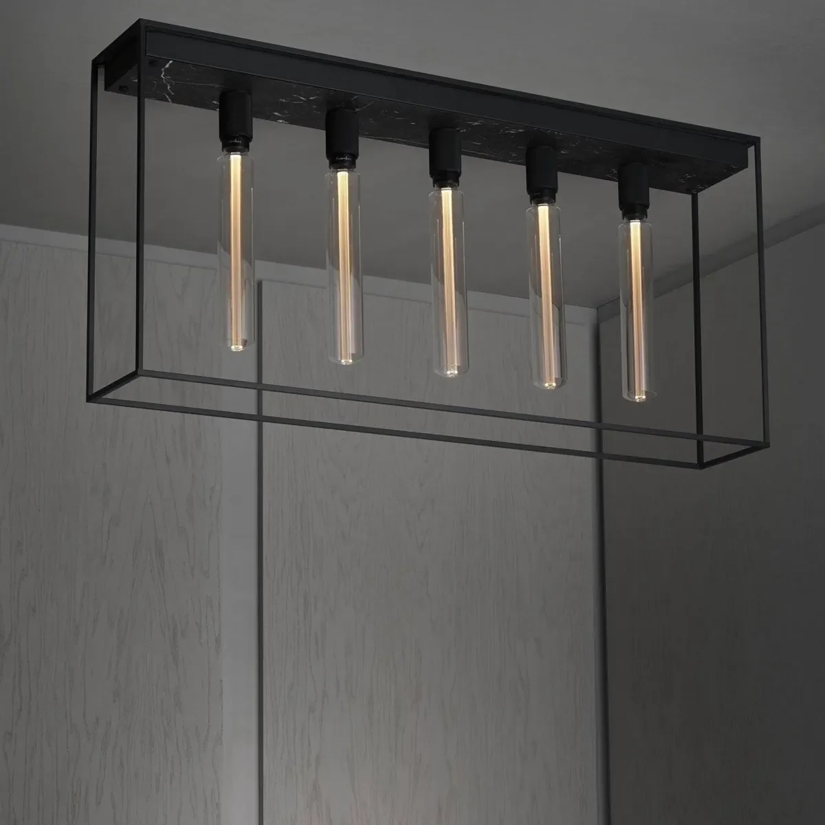 Lampa sufitowa Caged Cross 5.0 Stalowa Czarny Marmur