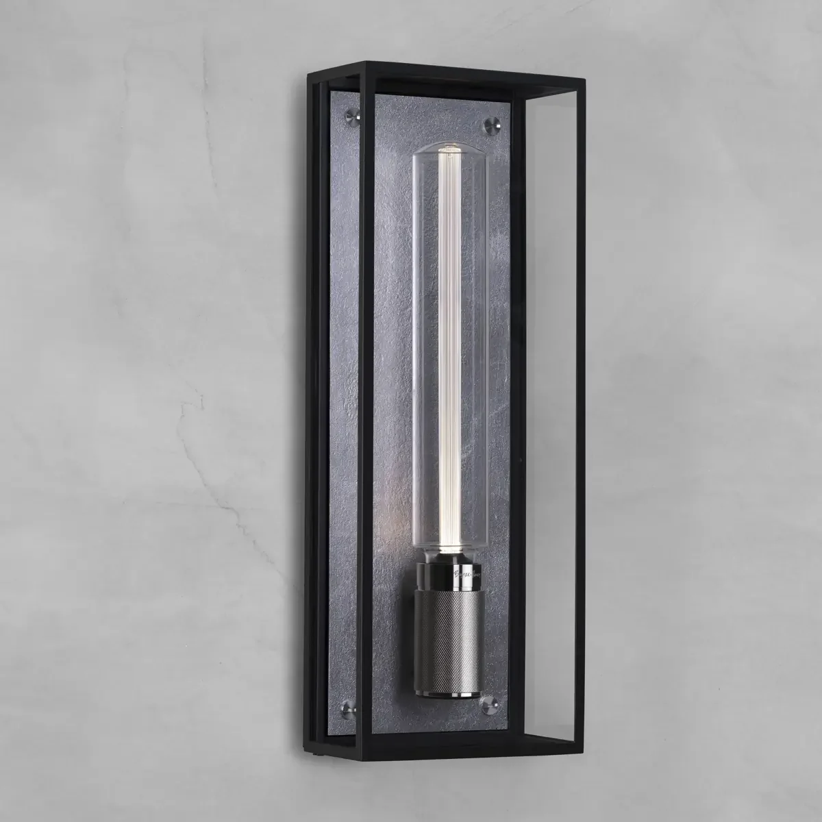 Lampa ścienna Caged Wet L Stalowa Srebrna
