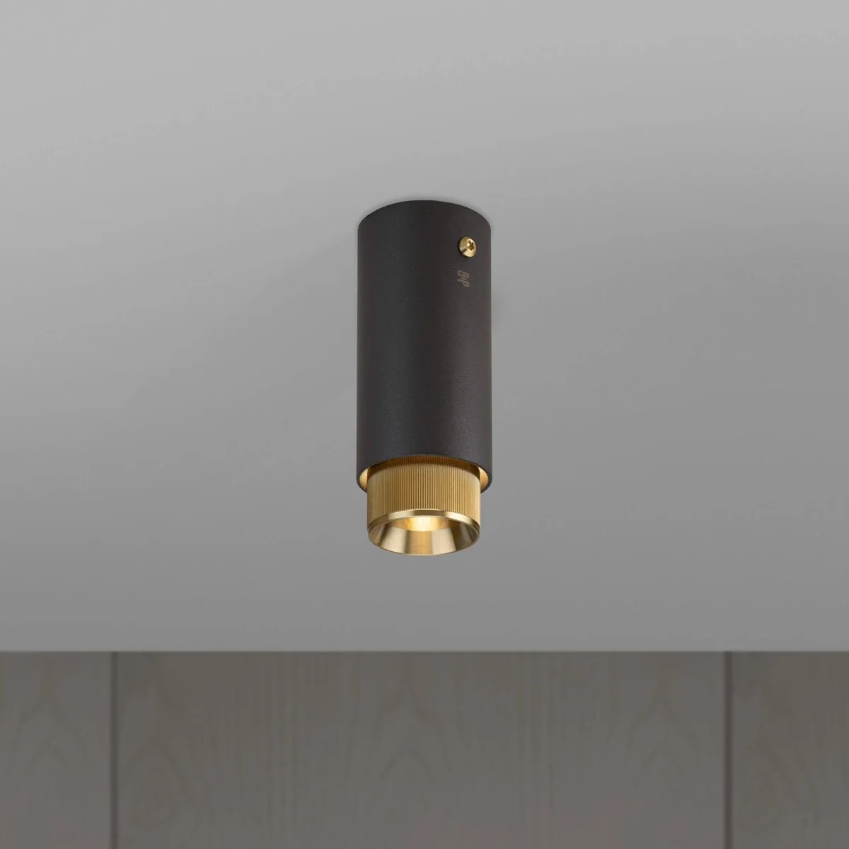 Lampa sufitowa punktowa Exhaust Linear Stalowa Grafitowa ze Mosiężnym