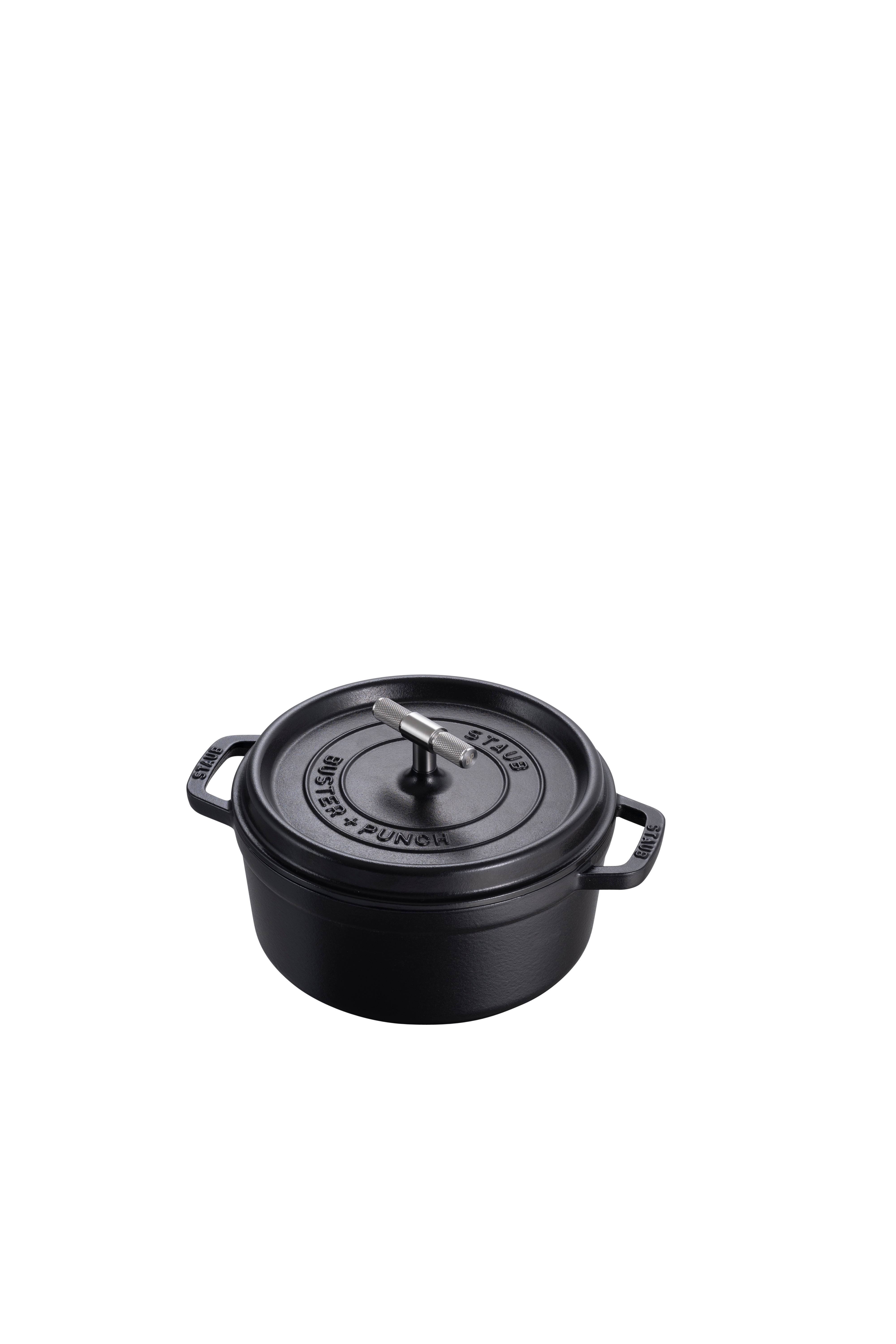 Garnek Cocotte Staub 3.7 L Stalowy Czarny ze Srebrnym radełkowanym uchwytem